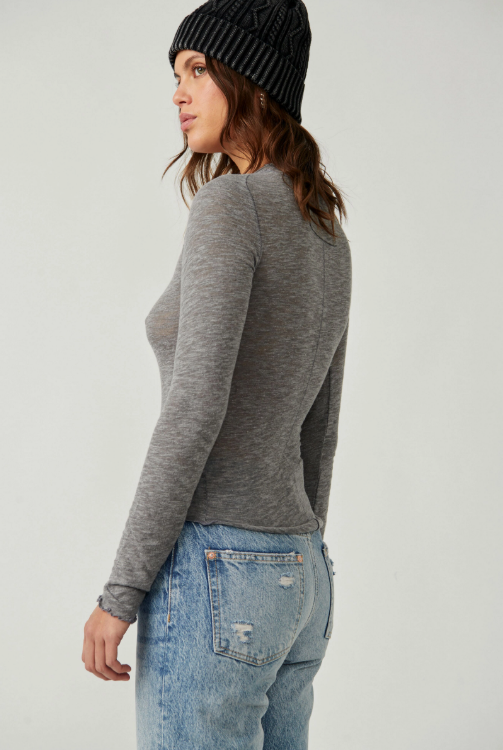Be My Baby Long Sleeve in Heather Grey by Free People