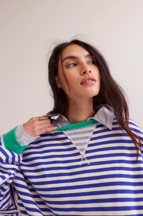 Classic Striped Crew in Sand Dollar Combo by Free People