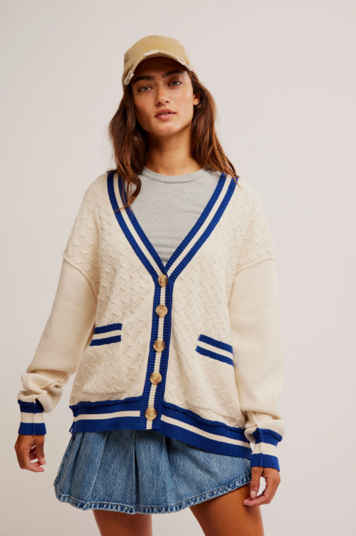 Wtf Varsity Cardi in Ecru by Free People