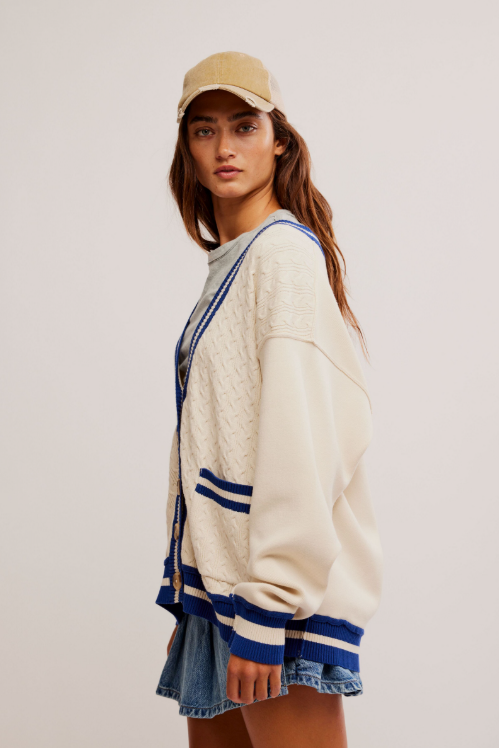 Wtf Varsity Cardi in Ecru by Free People