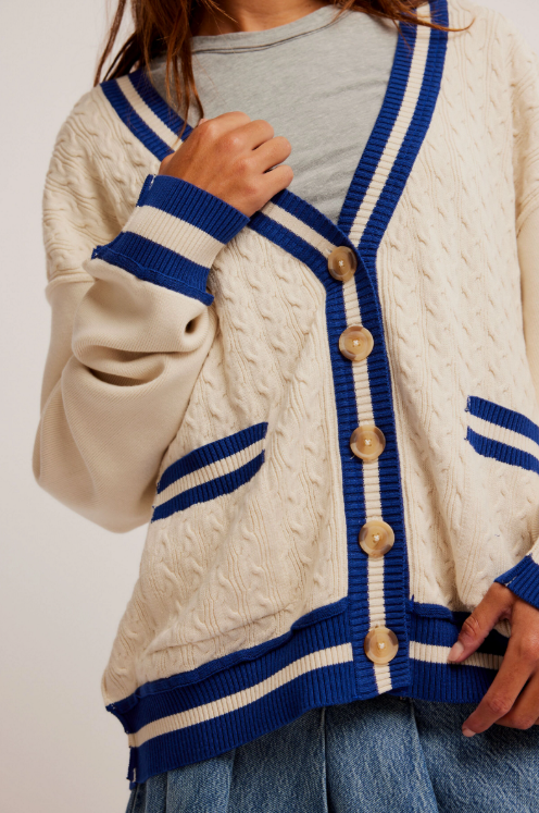 Wtf Varsity Cardi in Ecru by Free People