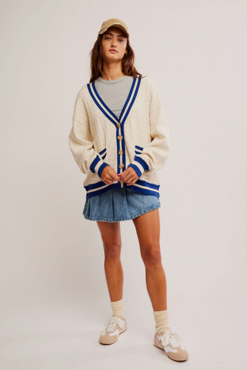 Wtf Varsity Cardi in Ecru by Free People