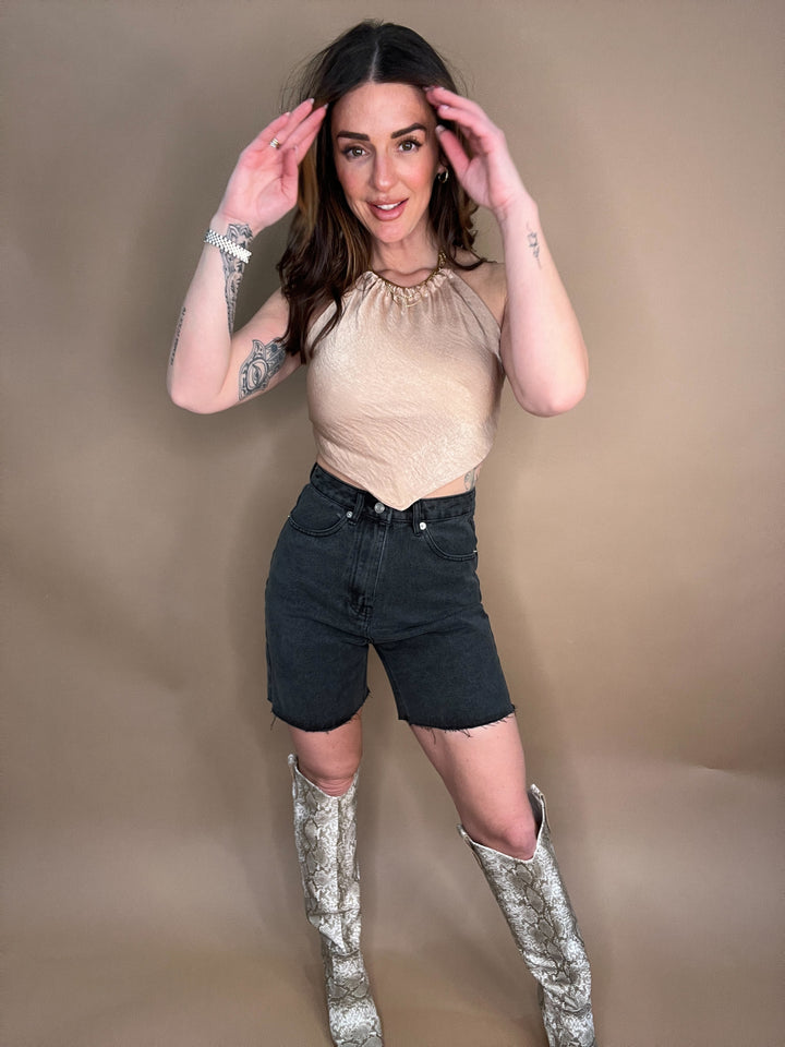 On The Coast Black Wash Denim Shorts