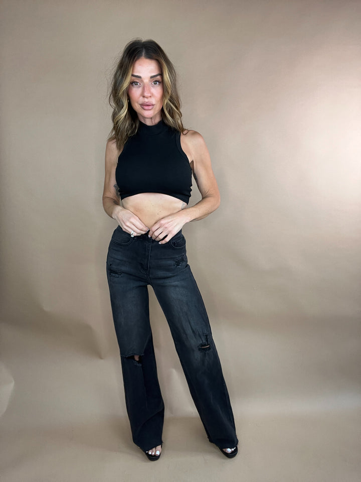 good american black wash jeans