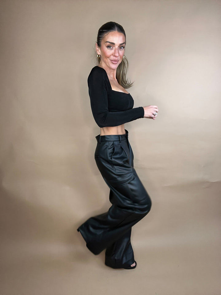 Dash Black Vegan Leather Pants