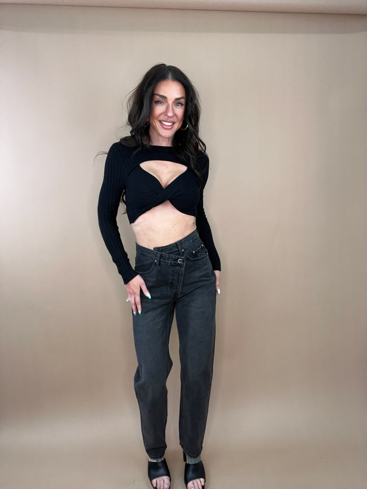 Run Free Asymmetrical Denim in Black