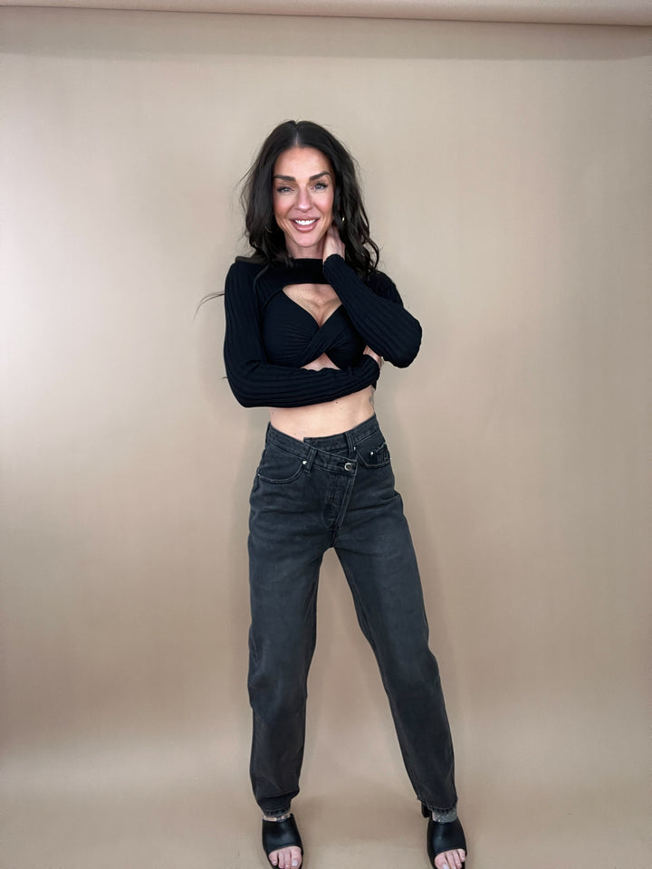 Run Free Asymmetrical Denim in Black
