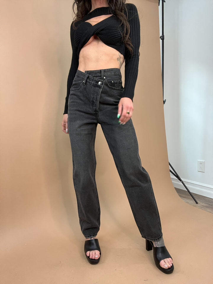 Run Free Asymmetrical Denim in Black