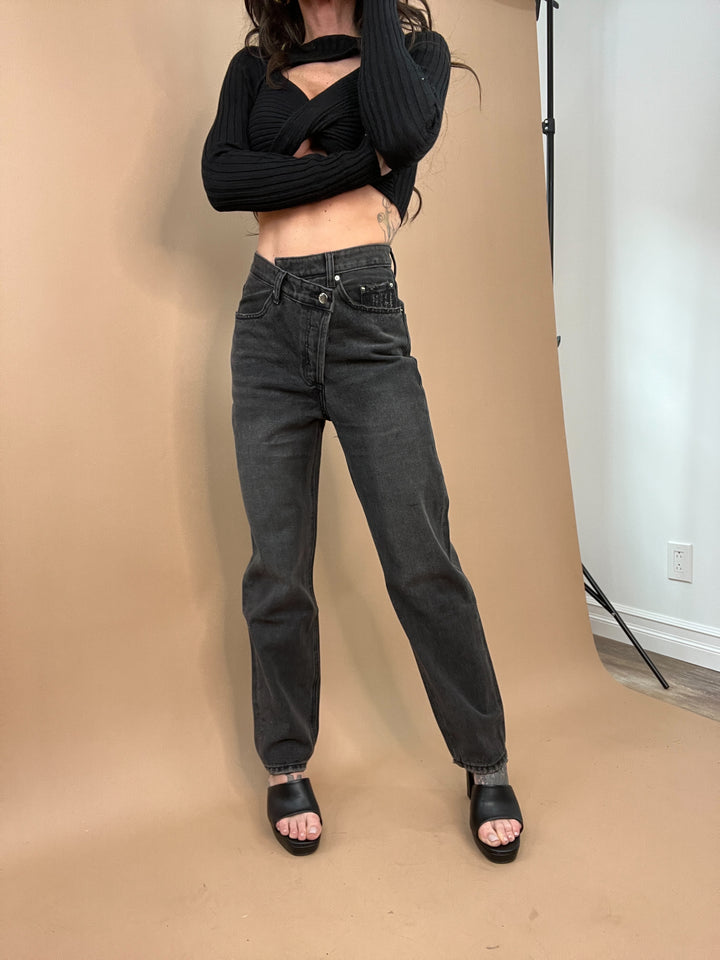 Run Free Asymmetrical Denim in Black