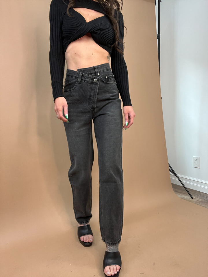 Run Free Asymmetrical Denim in Black