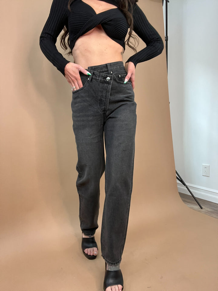 Run Free Asymmetrical Denim in Black