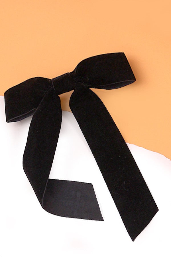 Velvet Bow Hair Clip in Black