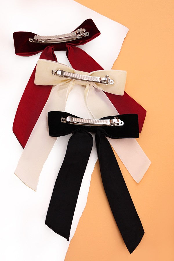 Velvet Bow Hair Clip in Black