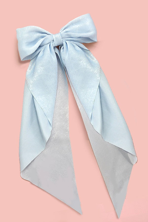 Oversized Satin Bow Hair Clip in Sky Blue