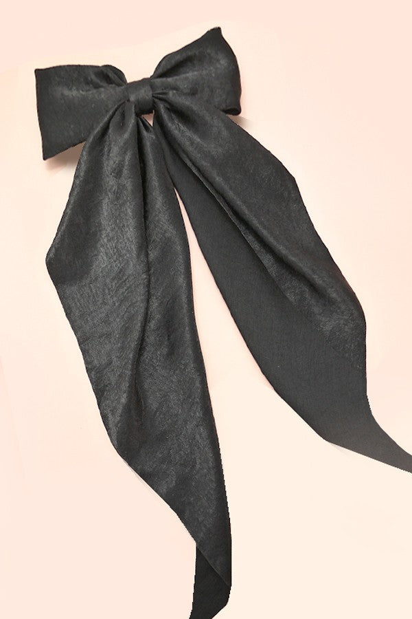 Oversized Satin Bow Hair Clip in Black