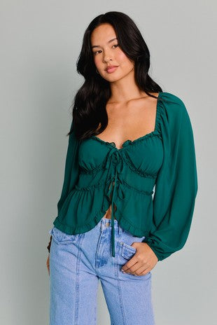 Green Envy Tie Top