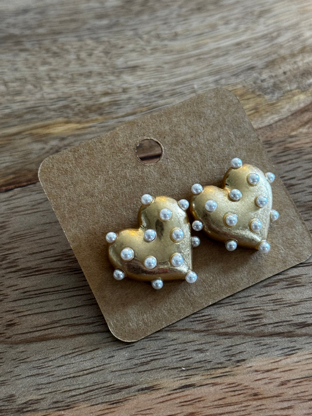 Pearled Heart Stud Earrings