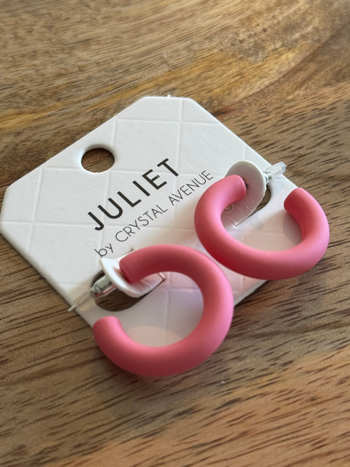 Rubber Hoop Earrings in Pink