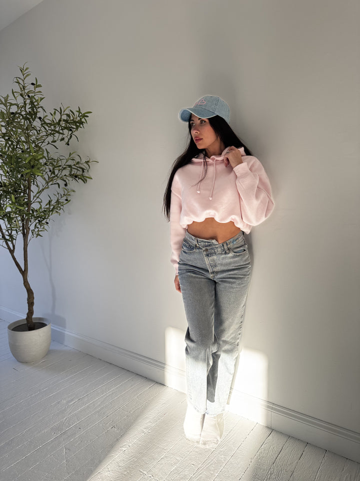 Baby Pink Cuddle Crop Hoodie