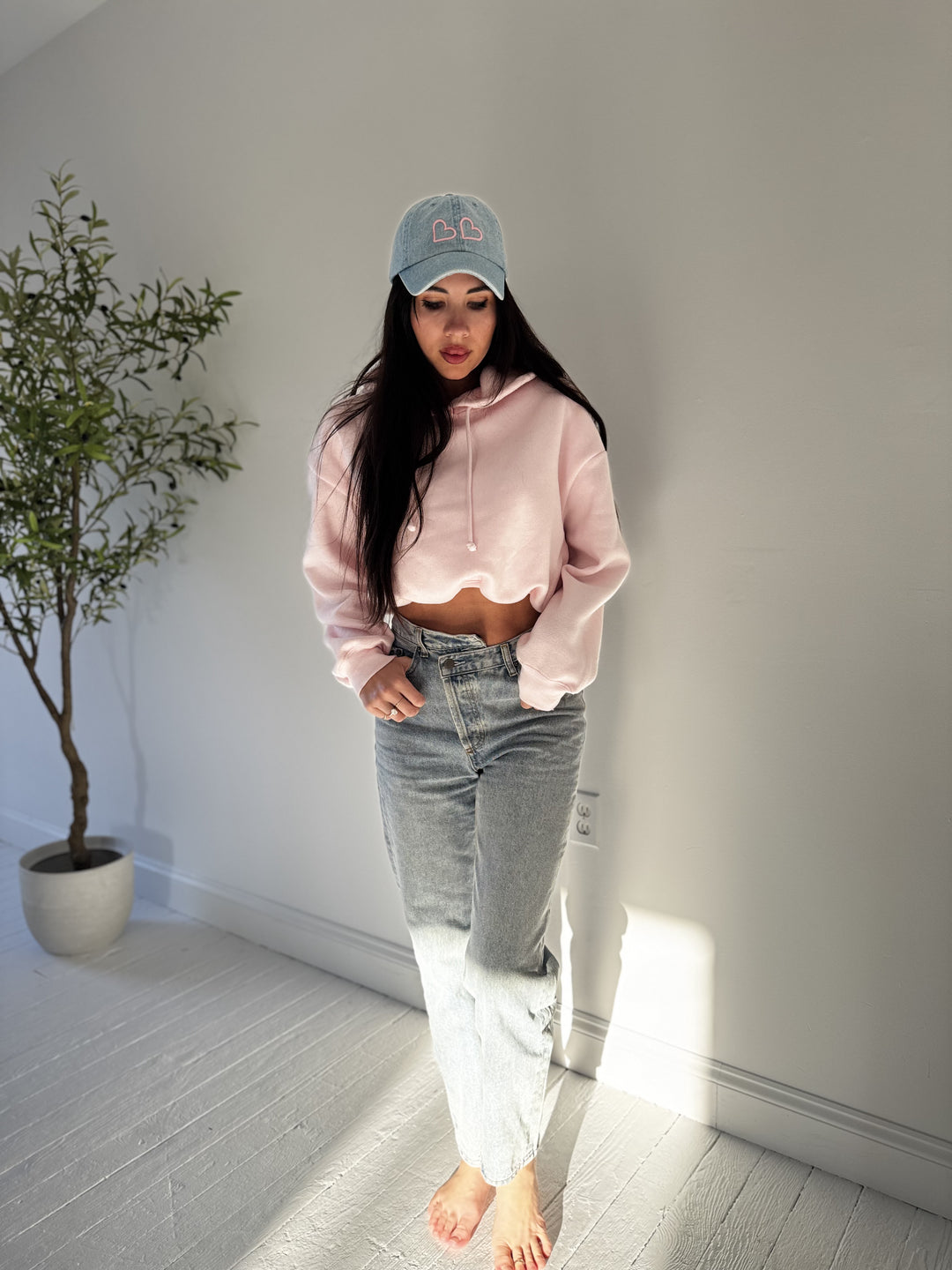 Baby Pink Cuddle Crop Hoodie