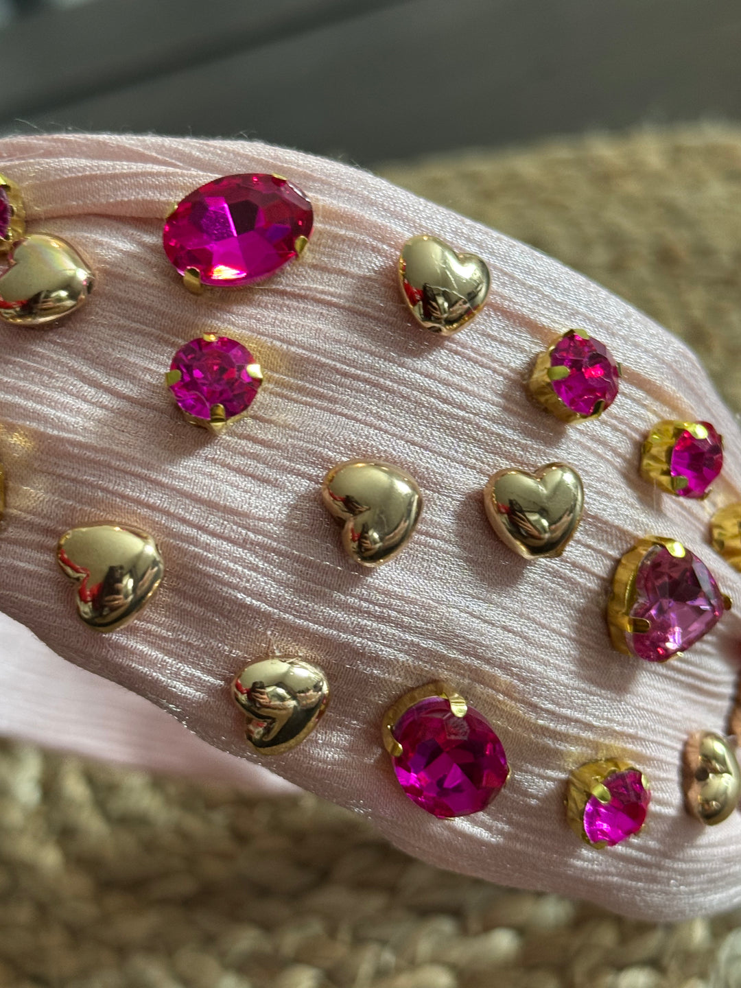 Pink Heart Embellished Headband