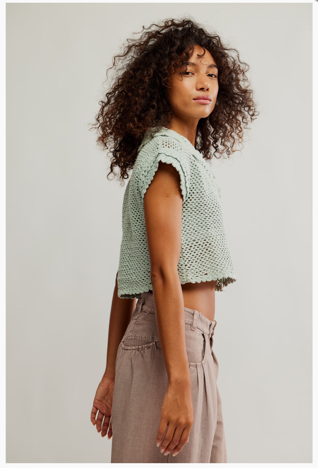 Lilly Crochet Top in Pale Aqua