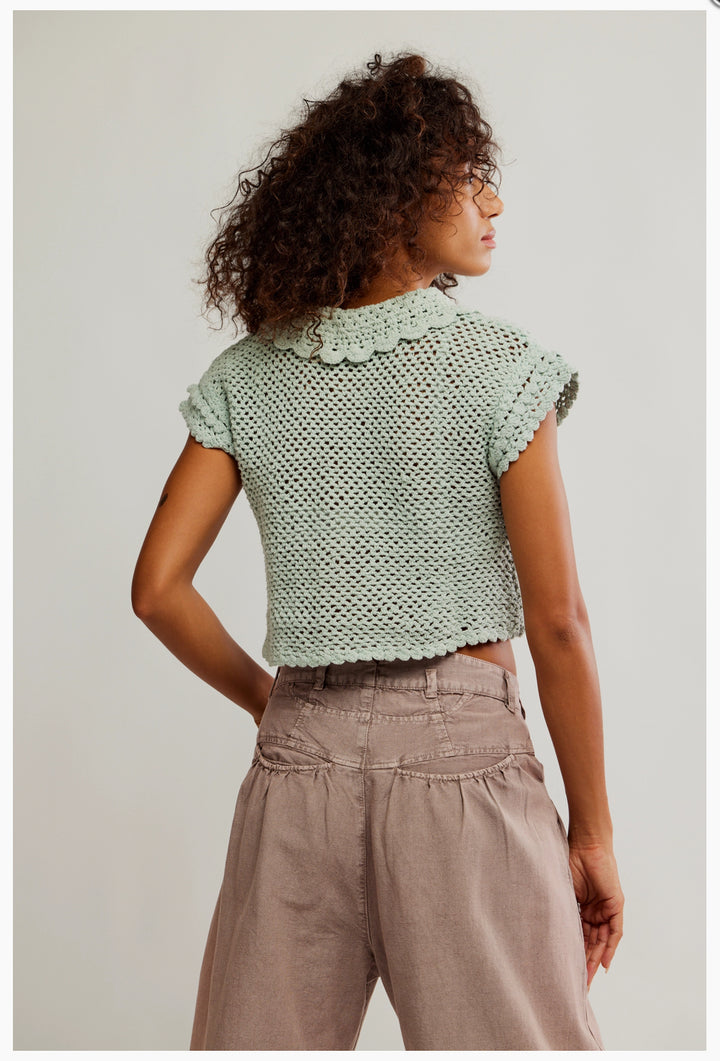 Lilly Crochet Top in Pale Aqua