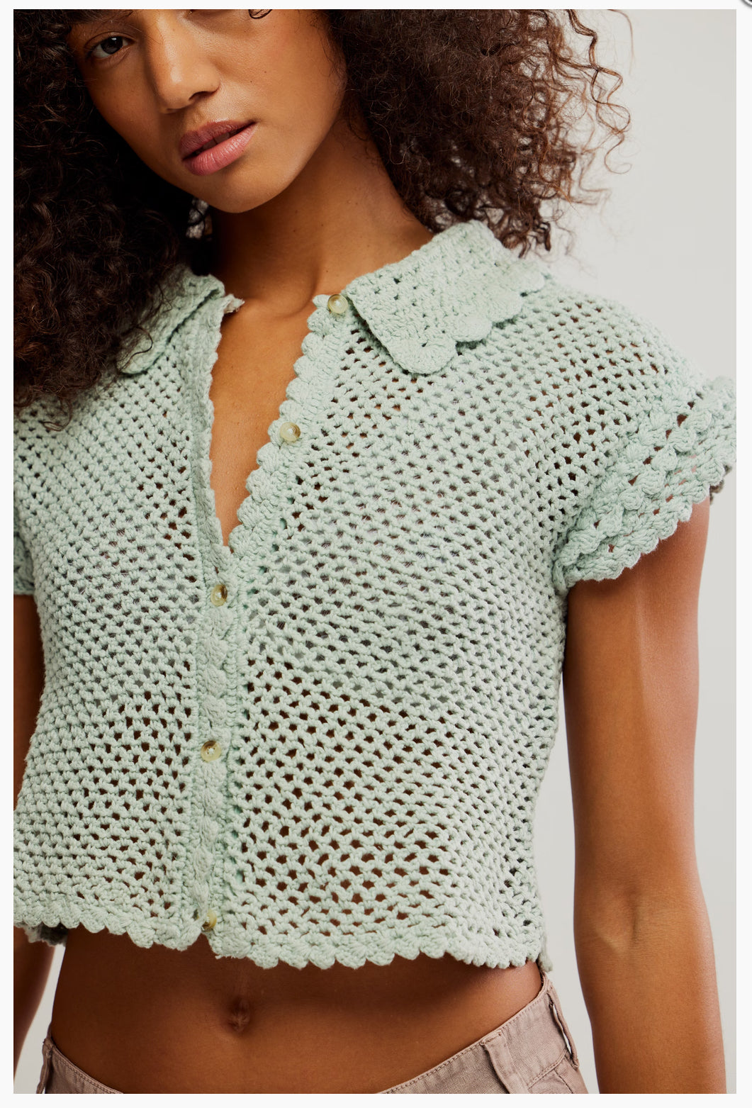 Lilly Crochet Top in Pale Aqua