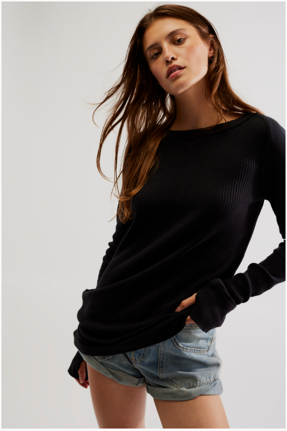 CARE FP Honey B Crew Neck in Black by Free People