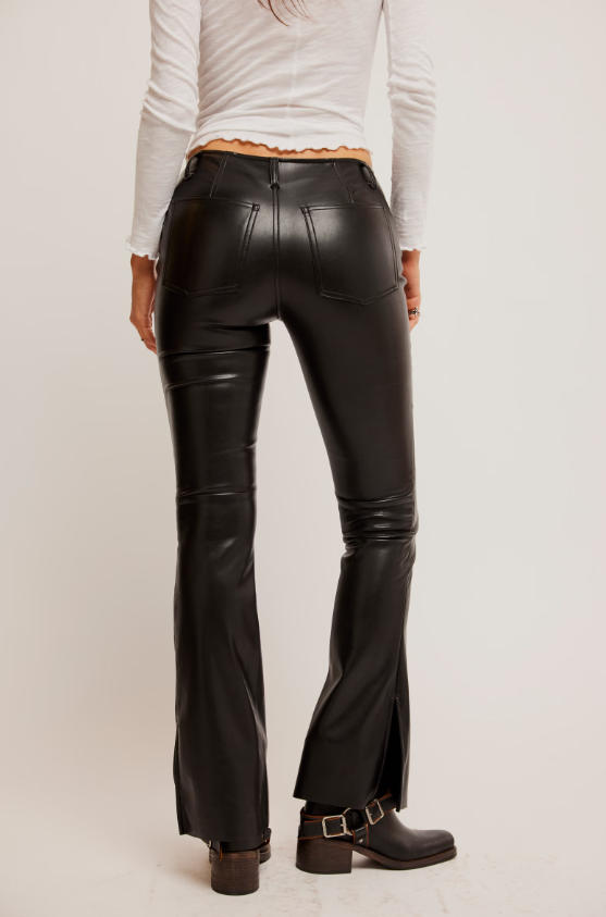 Level Up Vegan Slit Pants in Black by Free People