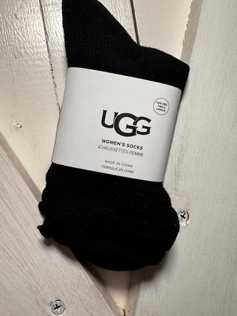 Karsyn Lettuce Edge Sock Black by UGG