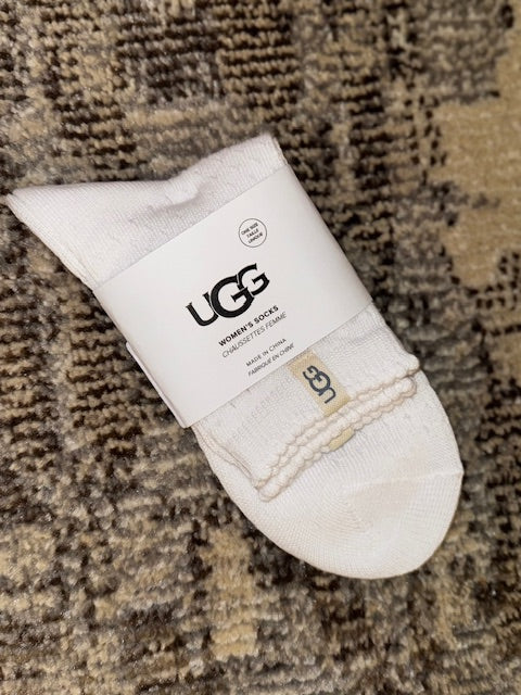 Adabella Quarter Crew Sock in White by UGG