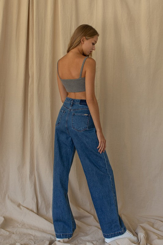 Brooklyn Boyfriend Pleated Jeans