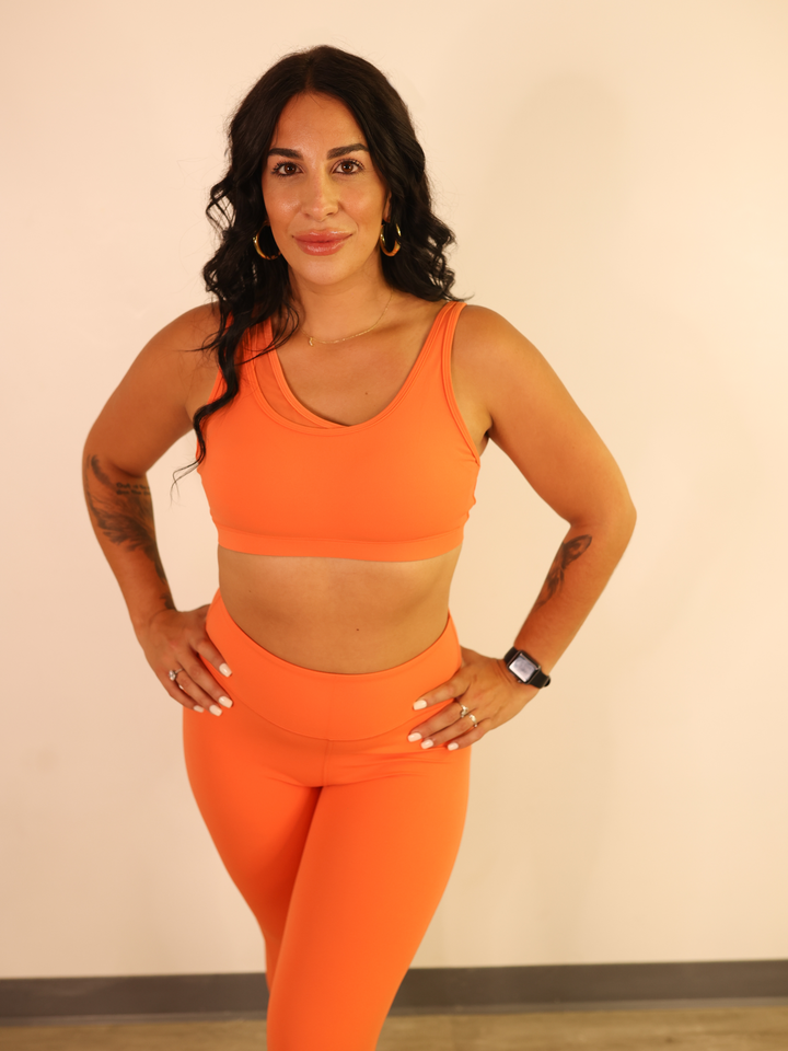 Renée Mesh Double Strap Sports Bra in Mango