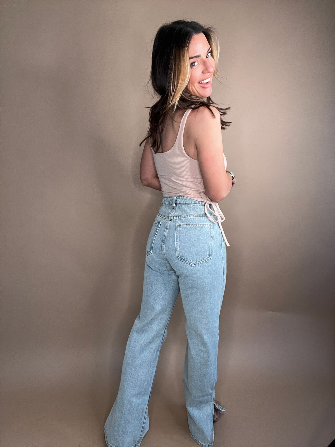Equilibrium Side Slit Denim Pants Light Wash FINAL SALE