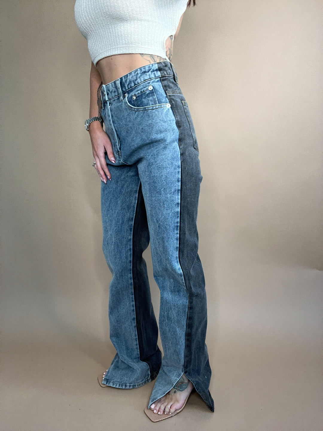 Equilibrium Side Slit Two Tone Pants FINAL SALE
