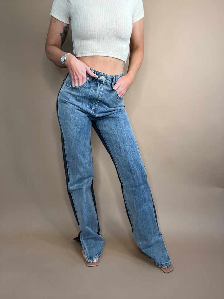 Equilibrium Side Slit Two Tone Pants FINAL SALE