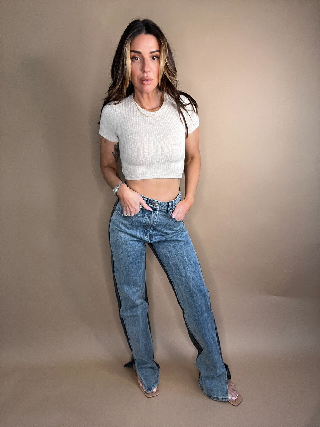 Equilibrium Side Slit Two Tone Pants FINAL SALE