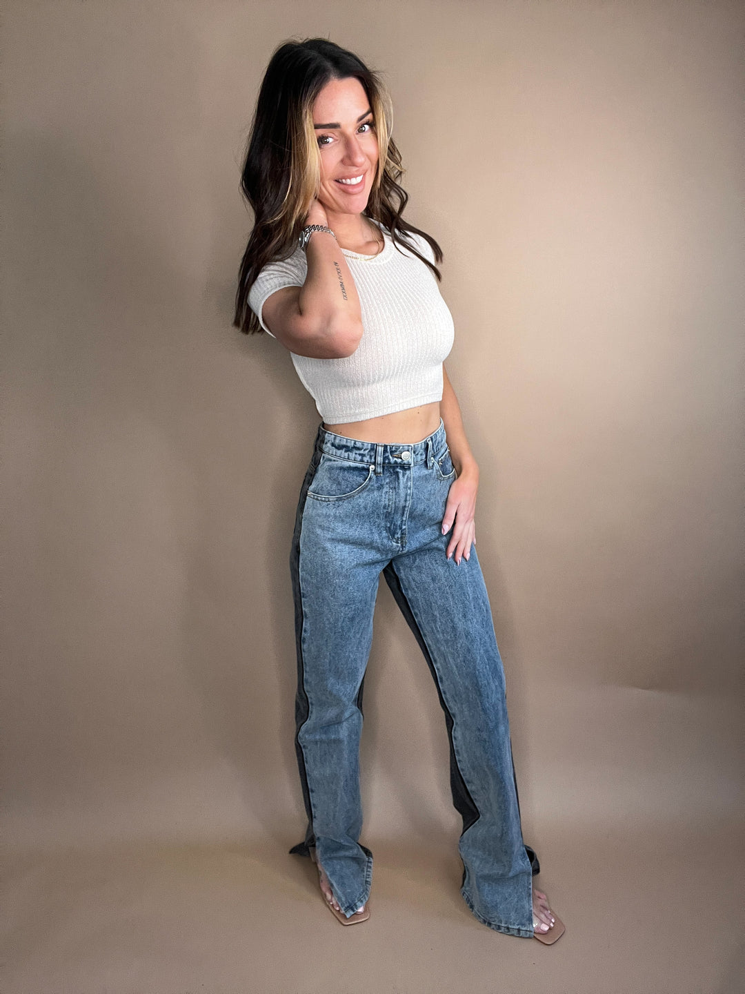 Equilibrium Side Slit Two Tone Pants FINAL SALE