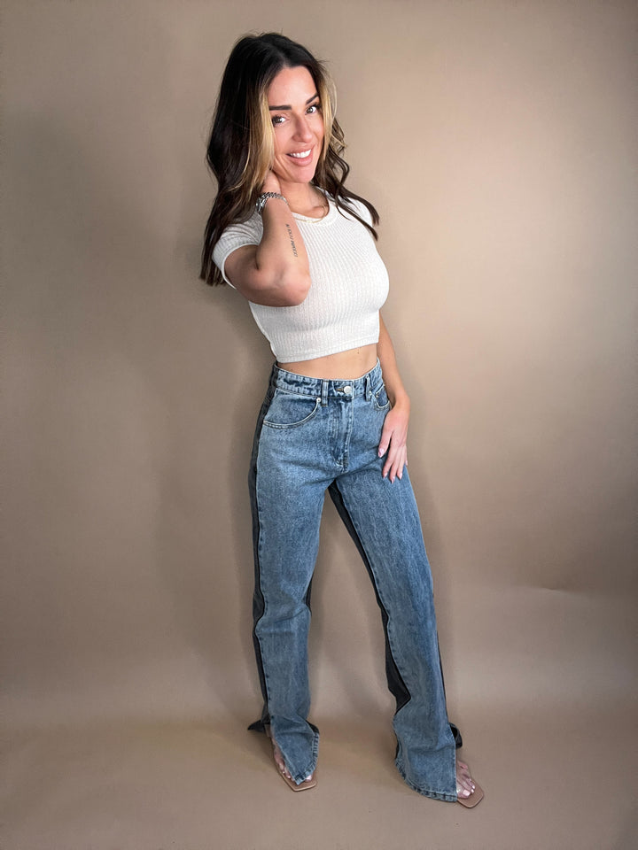 Equilibrium Side Slit Two Tone Pants FINAL SALE