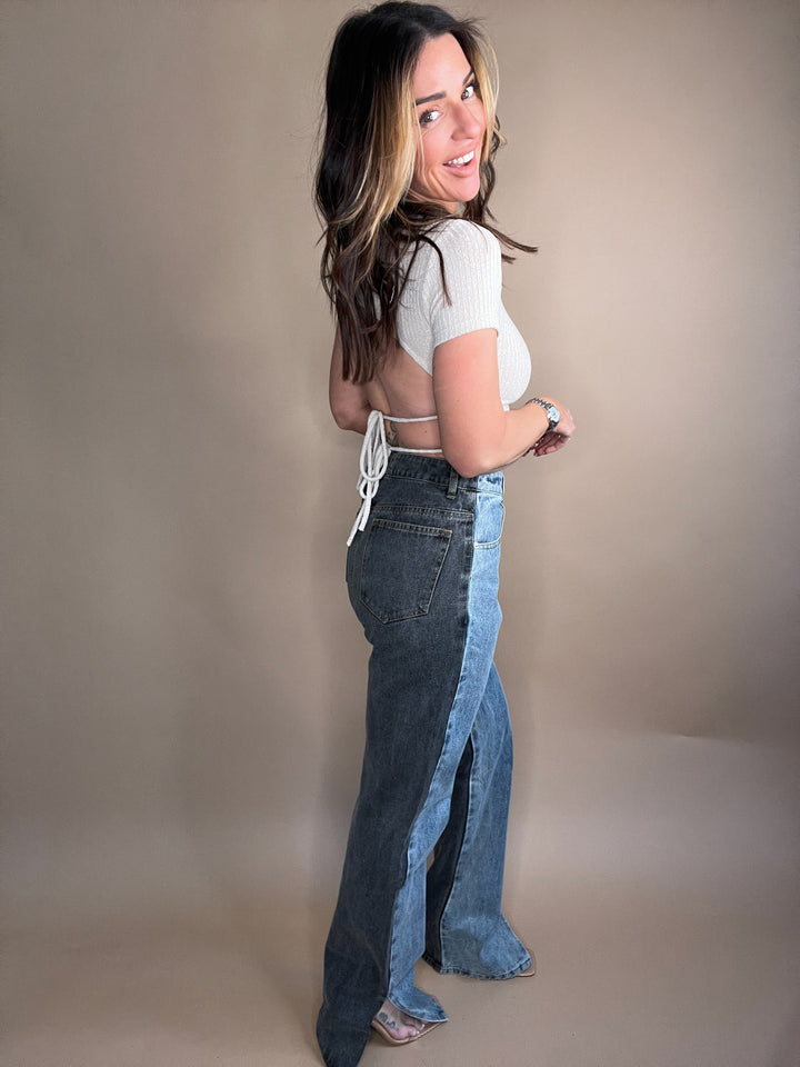 Equilibrium Side Slit Two Tone Pants FINAL SALE