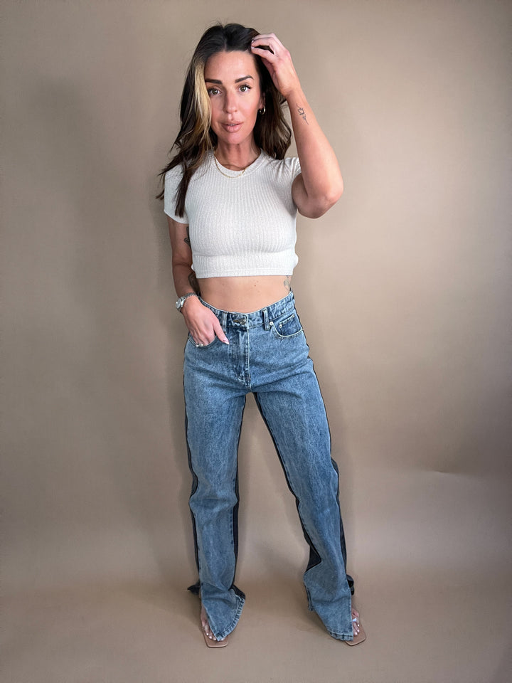 Equilibrium Side Slit Two Tone Pants FINAL SALE