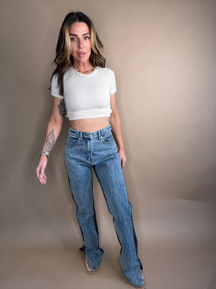 Equilibrium Side Slit Two Tone Pants FINAL SALE