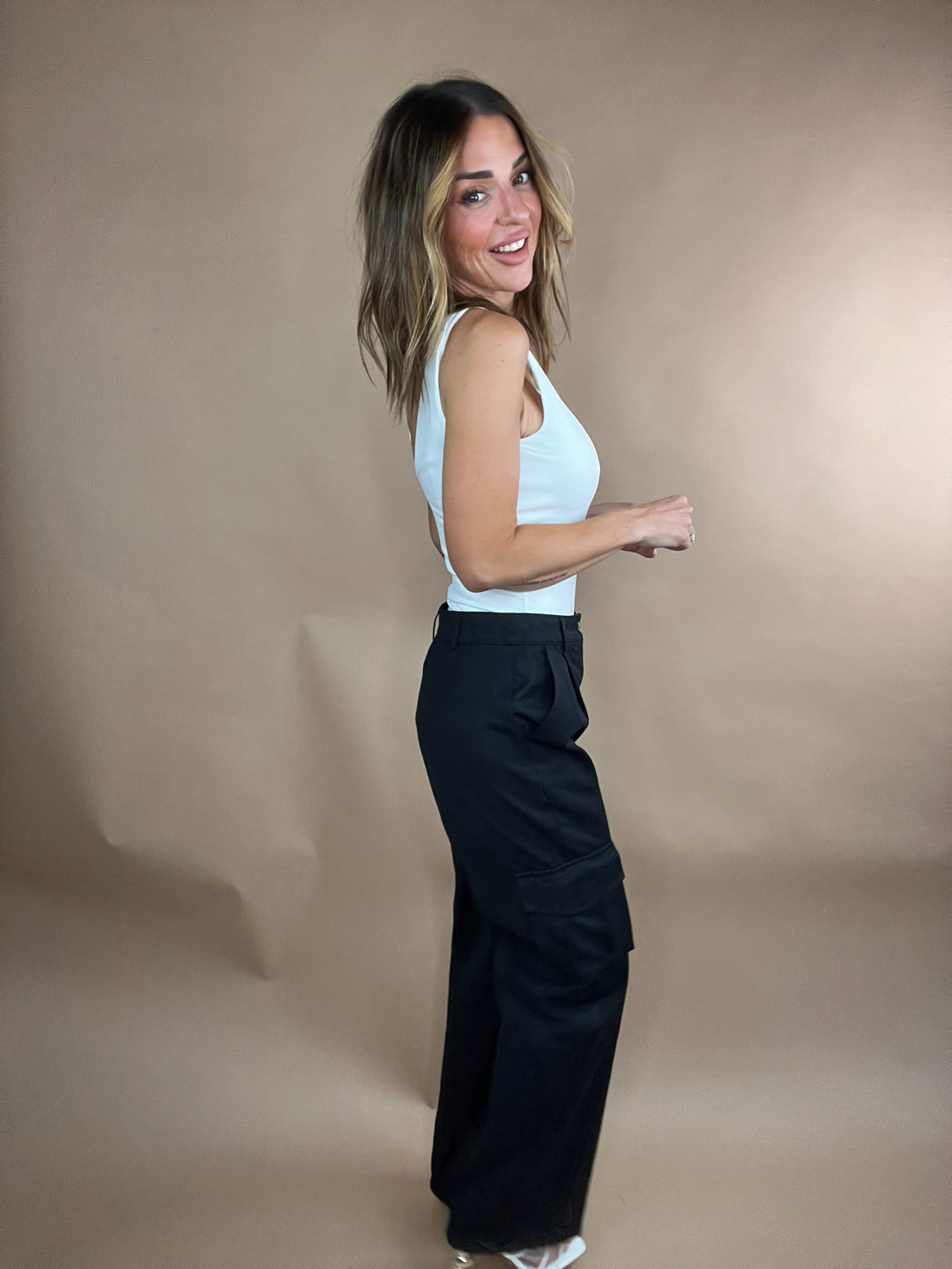 Justina Black Cargo Pants