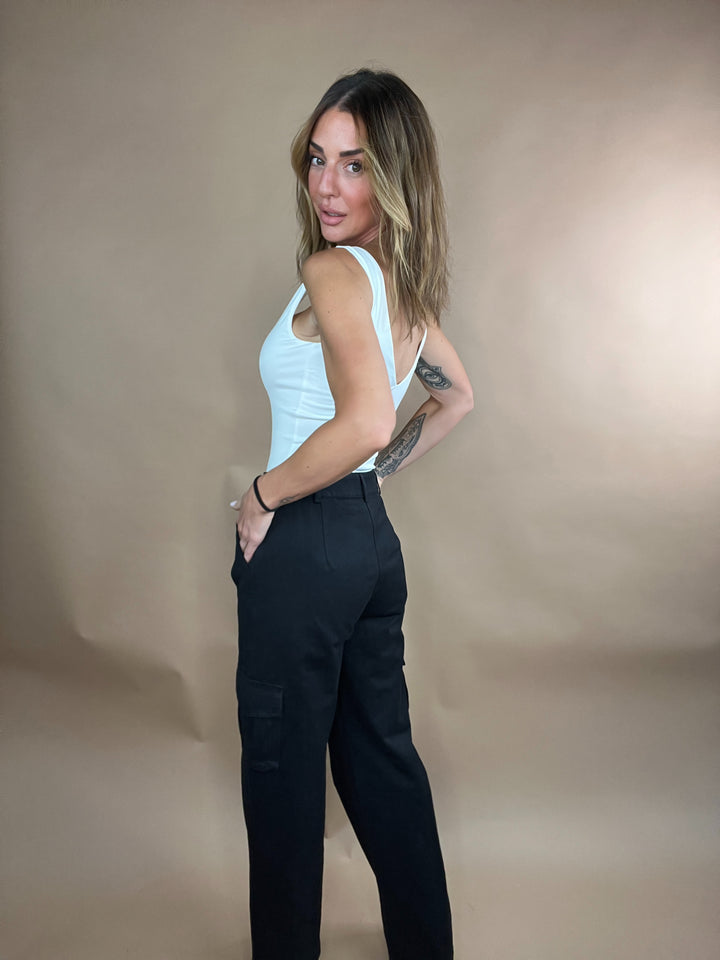 Justina Black Cargo Pants