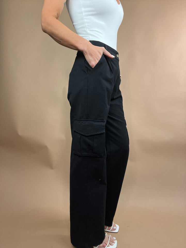 Justina Black Cargo Pants