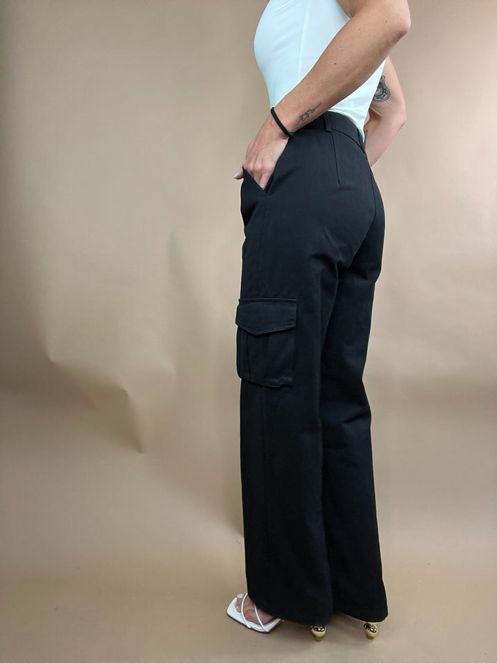 Justina Black Cargo Pants