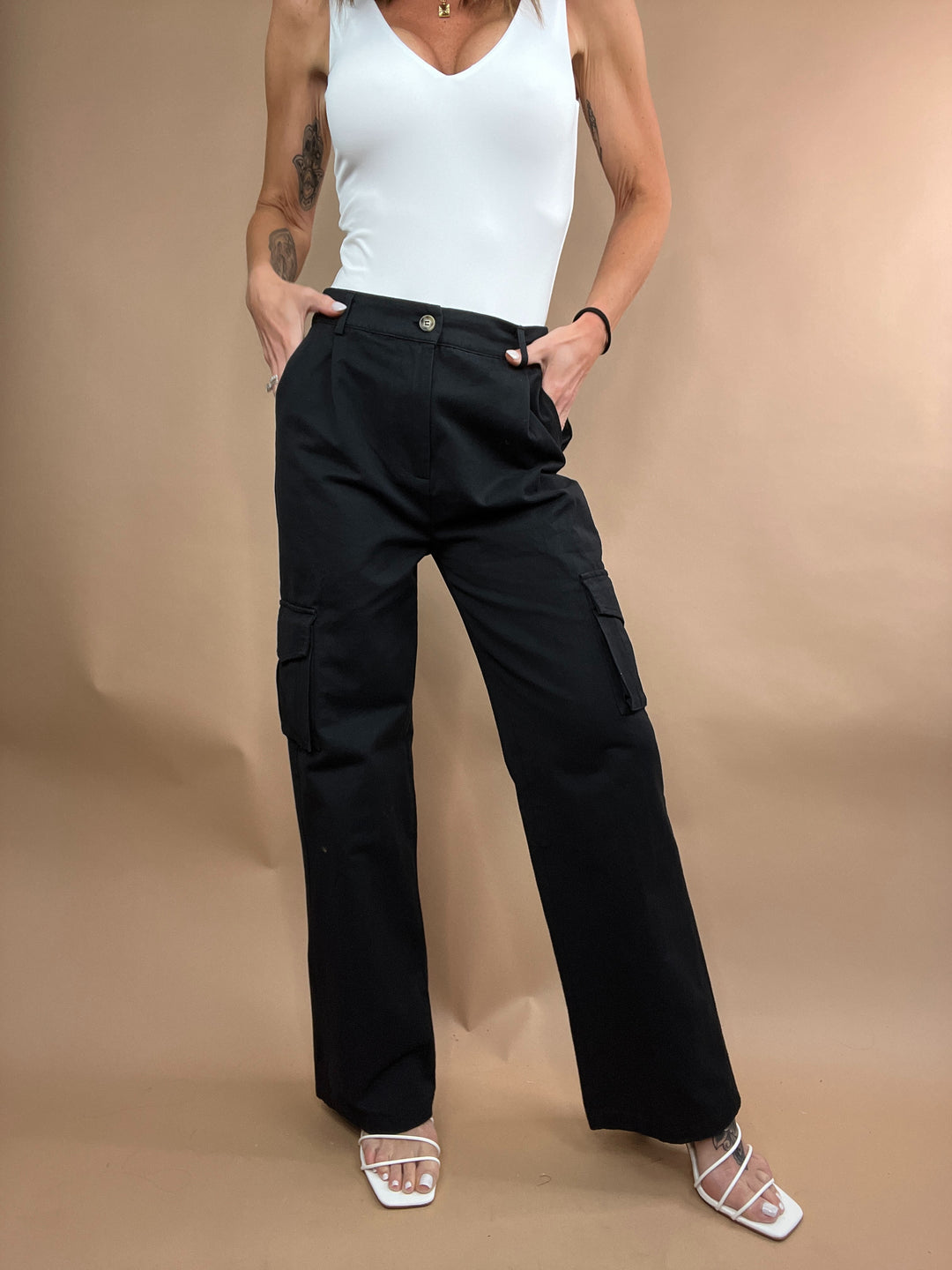 Justina Black Cargo Pants