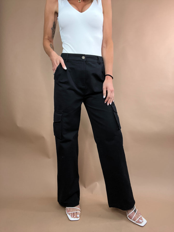 Justina Black Cargo Pants