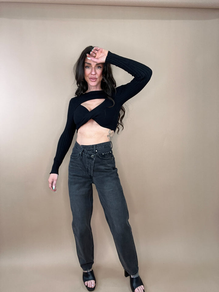 Run Free Asymmetrical Denim in Black
